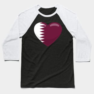 Qatar Flag Heart Baseball T-Shirt